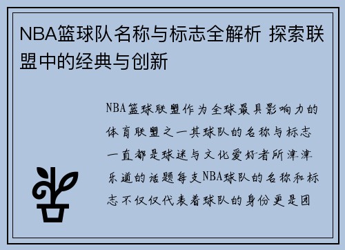 NBA篮球队名称与标志全解析 探索联盟中的经典与创新